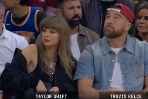 大咖！泰勒·斯威夫特和男友特拉维斯·凯尔西来到骑士主场观战